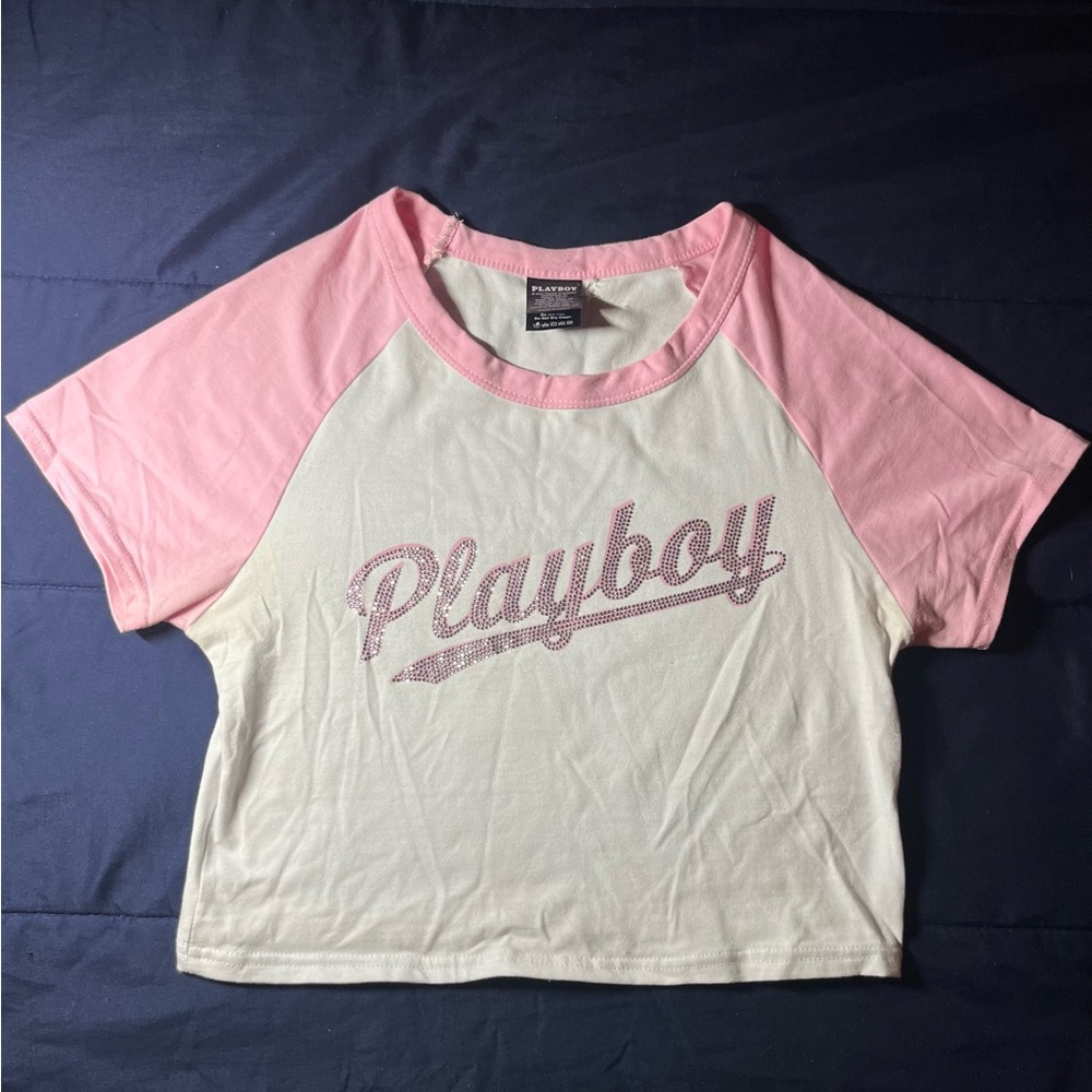 PLAYBOY Pink and Cream Graphic Tee